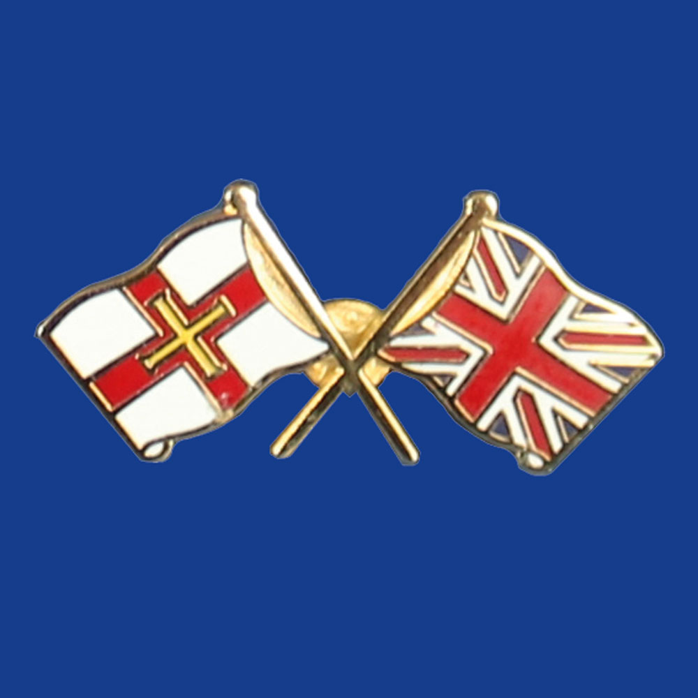 Guernsey and UK crossed flag Pin Badge